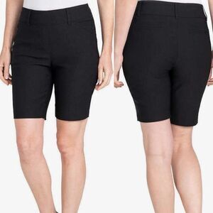 Hilary Radley Womens Midweight Bermuda Pull-On Shorts black stretchy M NEW